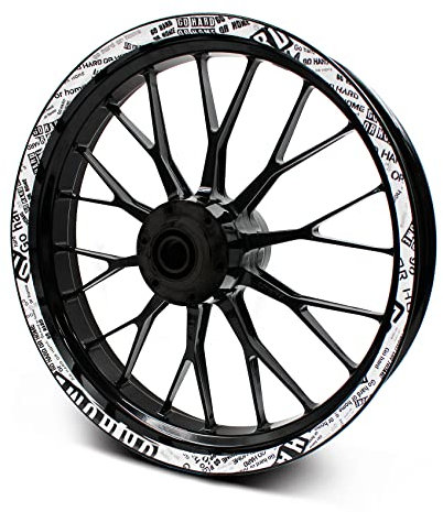 16-teiliges Set Felgenrandaufkleber Sticker für Motorrad Auto Felgen Design Komplett Set Felgenaufkleber für 15 16 17 18 19 Zoll MR019 (Go Harder or Home, Glanz)
