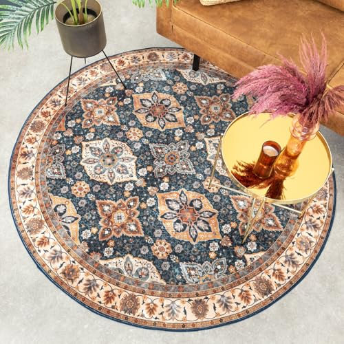 FRAAI | Home & Living Teppich Vintage Rund - Imagine Oriental Bunt - Baumwolle, Polyester - Flachgewebe - Vintage, Orientalisch - Wohnzimmer, Esszimmer, Schlafzimmer - Carpet