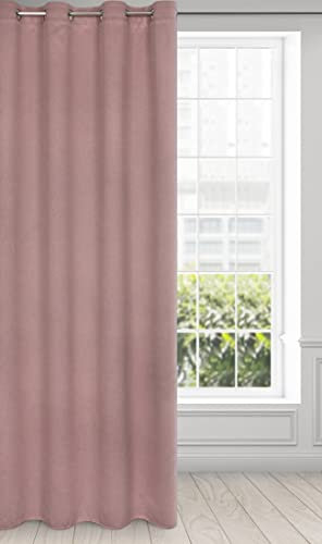Eurofirany Amaro Schwer 340 g/m2 Blackout Vorhang mit Ösen 1 STK. Thermovorhang Blickdicht Wärmeisolierender Kälteschutz Verdunklungsgardine Abdunkeln Struktur Wohnzimmer Schlafzimmer 135x250cm Rosa