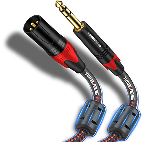 TIMEYES XLR to 6.35 Jack Cable, 3M 1/4 TRS to XLR Male Balanced Mic Cable, Male XLR to 1/4 Inch 6.5mm Male Audio Cord, TRS 6.35mm to XLR Male Balanced Microphone Cable Quarter Inch to XLR Plug 10FT