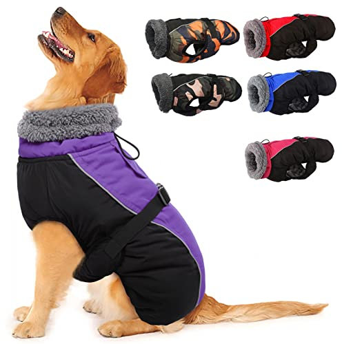 Wasserdichter Hundemantel Winter Warme Hundejacke, Hundebekleidung Outfit für kleine mittel große Hunde, Hundepullover mit Sicheren Reflexstreifen für Labrador Chihuahua Französische Bulldogge