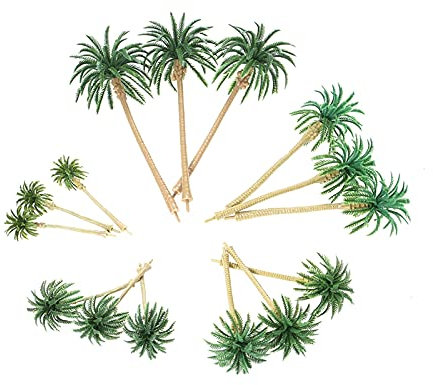 Miniatures 15 pièces Disposition Forêt Rainforest Plastique Palmier Mini Paysage Modèle Train Noix de coco Forêt tropicale Maison Jardin Décoration