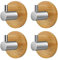 VOANZO 4PCS Bamboo Towel Rail Wooden Stainless Steel Towel Holder Self-Adhesive Towel Hooks for Bathroom Kitchen Living Room Office