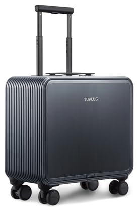 TUPLUS Koffer Aluminium Trolley Rollkoffer mit 4 Rollen Reisekoffer Handgepäck Hartschalenkoffer,Sofortige Serie,42.8×42×20.8cm/30L,Grau