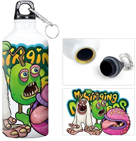 Xinchangda My Singing Monsters Sports Water Bottle Anime Aluminum Flask 600ml Capacity Hiking Outdoor Gym Water Bottle