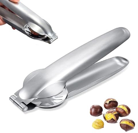 Castagne in Acciaio,Pinza per Castagne,Taglia Castagne,Multifunzione Sbuccia della Apri,Castagne Schiaccianoci in Acciaio Inox,Castagna Opener, Castagno Clip,Castagne Utensili Cucina. (Argento)