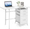 COSTWAY Scrivania Salvaspazio con 3 Cassetti e Ruote Bloccabili, Scrivania Porta PC Pieghevole con Struttura in Metallo per Studio e Ufficio, 105 x 50 x 75 cm, Portata 100 kg (Bianco)