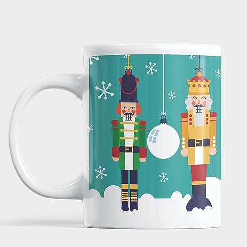 Gift Island Taza de cascanueces de Navidad, ideas de regalos de cascanueces, decoración de soldado cascanueces, taza de vajilla Nutracker de 11 onzas para chocolate caliente, café, té, taza de
