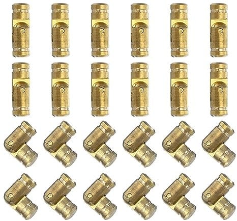 uxcell Invisible Brass Barrel Hinges, 24pcs 5x15mm Brass Concealed Hinges Folding Support Cylindrical Hidden Small Barrel Hinges for Jewelry Box