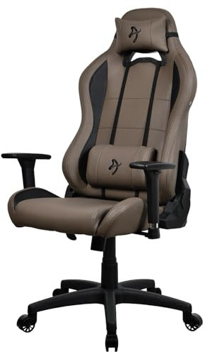 Arozzi Torretta Super Soft Upholstery Fabric Gaming Chair, Breathable Fluid-Repellent Ergonomic Office Chair with Adjustable Height, 3D Armrest & 2 Supportive Pillows (Brown)