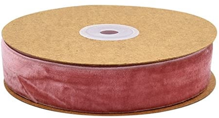 Wisafory Nastro di Velluto, 10 Metri × 25 mm, Decorativo su Un Lato, per Fai Da Te, Rosa