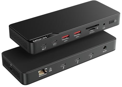 MOKiN Thunderbolt 4 Dock, 12-in-1, Single 8K or Dual 4K @ 60Hz Display, 85W Charging, 3 x 40G Thunderbolt 4, 2 x 10G USB-A, 1 x USB-C (PD 30W), 2.5GbE, Audio, SD/TF 4.0, Compatible for Mac and Windows
