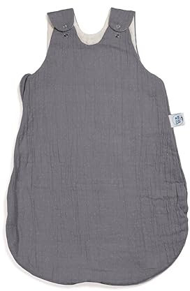 pic Bear Baby Schlafsack atmungsaktiv 0.5 TOG, Musselin, Leicht & 100% Baumwolle (Granit, 62-68)