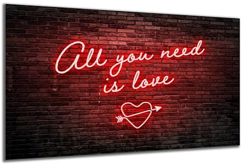 DARO Design - Wand-Bild auf 6mm HDF 84x56 cm Liebe All You need is Love Neon - Wand-Deko Bilder Geschenk
