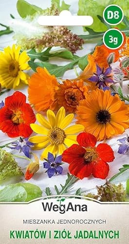 WegAna Semi di fiori ed erbe commestibili 3g, annuali, fiori estivi, piante da giardino piante da balcone, semi di fiori, semi di fiori