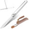 LUXHEIM Klappmesser Edelstahl mit Lederscheide, Taschenmesser mit Glasbrecher, Slim EDC Messer Einhandmesser Zweihandmesser Überlebensmesser Faltmesser für Outdoor Camping Alltag