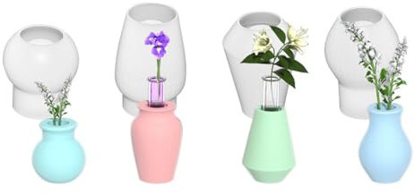 Xidmold Mini Vase Silikonform Kerzenhalter Gießform, Blumenvase Epoxidharz Mit 4 Reagenzgläsern, für Hydroponik Pflanzen Stecklinge (A)