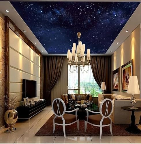 LUXINSHISU Selbstklebende PVC Fototapete 3d Wohnzimmer Fototapete Nacht Galaxie Sterne Schlafzimmer Dach Wand dekorative Kunst Aufkleber