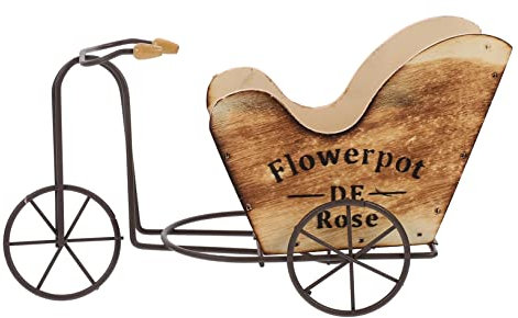 FUNOMOCYA Flowerpot Tricycle Plant Holder Pot Cart Holder Tricycle Basket Outdoor Planters Desktop Decor Plant Display Rack Plant Holder Display Rack Desktop Stand Wood