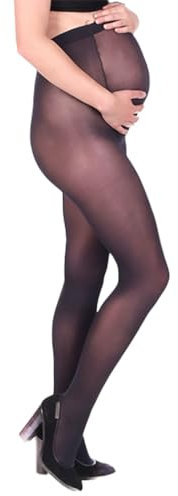 SENTELEGRI Maternity Support Tights |Sheer Pregnancy Tights | S, M, L, XL | Feeling 15 Denier | (UK, Alpha, L, Regular, Regular, Black)