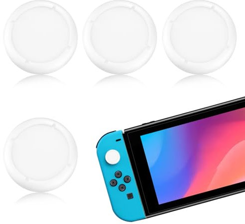 4 Pcs Replacement Joystick Covers for Nintendo Switch OLED Thumb Caps Grips Analog Thumbstick Replacement Caps for Nintendo Switch & Switch Lite Comfortable Joystick Covers for Gaming (white)