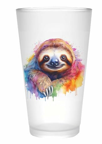 Merchandise for Fans Trinkglas |Saftglas | Glas | Becher | matt | 450ml - Wildtier Südamerika Faultier 72