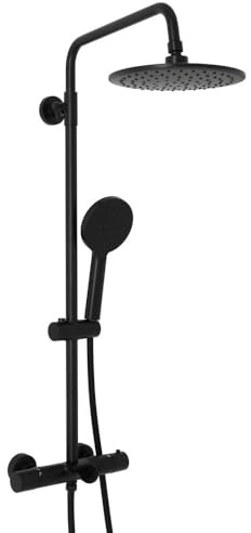 MILANO Round Bar Valve Shower Head Multifunction Handset Bath Spout Black