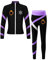 Miutii Kinder Mädchen Trainingsanzug Fleece Sportanzug Eiskunstlauf Anzug Sweatjacke + Hose Leggings Gym Yoga Fitness Eislaufen Tanzkleidung Hell Lila 146-152