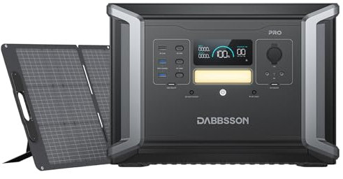 Dabbsson Générateur solaire DBS2100Pro avec Panneau Solaire 120W, Générateur Solaire 2400W 2150Wh, Capacité Extensible Jusqu'à 12900Wh avec Batterie LiFePO4 Semi-solide EV