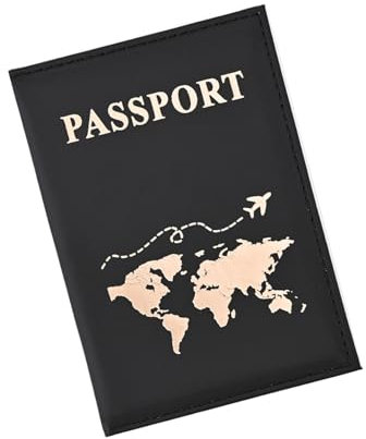 Custodie Porta Passaporto, Copertine per Passaporti, Portapassassaporto in pelle PU per Viaggio, Organizzatore per Passaporti, per Passaporto, Biglietto, Carta D'imbarco, Nero