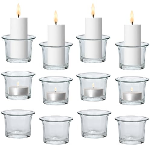 Marrakesch 12er Set Vintage Teelichthalter Teelichtgläser aus Glas 6 cm groß - Kerzenständer & Windlichter als Weihnachtsdeko Wohnzimmer Deko - Exquisite Kerzenhalter Kerzengläser für Teelichter