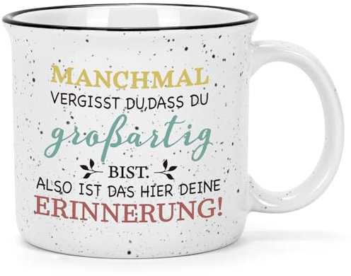 Joymaking Dankeschön Geschenk für Schwester Frauen, Tasse mit Henkel, 450ml, Keramiken, Spülmaschinenfest, Mikrowellenfest, Hochwertig, Lebensmittelgeeignet, Geschenkdesign mit inspirierendem Text