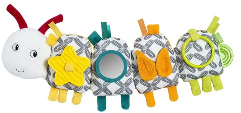 Fehn Activity-Raupe – Motorikspielzeug zum Sinne & Motorik fördern – mit Schwarz-Weißem Signature-Stoff – zum Beißen, Greifen und Geräusche erzeugen – Spielzeug für Babys und Kinder ab 3+ Monaten