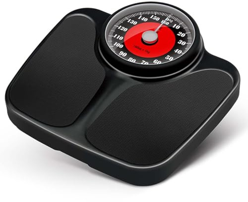 Mechanische Personenwaage, Ganzstahlgehäuse, keine Batterien erforderlich, Messgewicht bis zu 160 kg, mit leicht lesbaren Maßangaben, für das Fitnessstudio zu Hause, in der Schule, im Krankenhaus