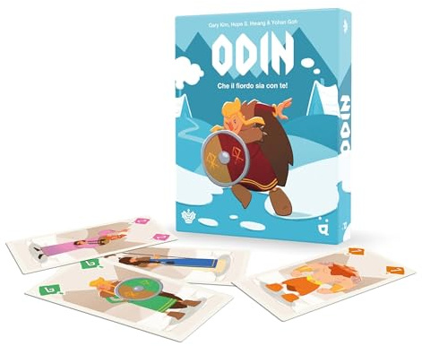 Helvetiq Odin, Taschenspiel auf Italienisch, Speicher für 2-6 Spieler, ab 7 Jahren, erinnert sich an die Positionen und ruft gestohlene Gegenstände auf einer lustigen Reise in die nordische Mythologie