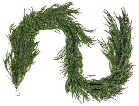 Weihnachtsgirlande – künstlicher -Urlaubskranz, realistische grüne Dekoration, 2,7 m Lange Girlande mit Aufhängeschlaufen, dekoratives Ornament für Kamin, Kaminsims, Geländer, Tisch