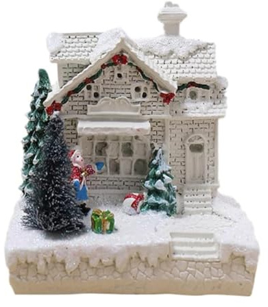 Fegtrtyoa Christmas Scene Village Town Winter Snow Village LED Light Decoration Gift Holiday Desktop Decoration C