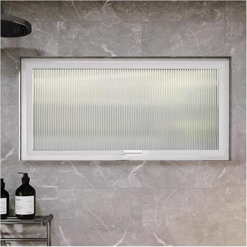 Ventanas giratorias para cobertizo de Cocina y baño, con manijas de Metal, Marco de aleación de Aluminio, Ventana de ventilación de Vidrio Templado para privacidad (Blanco, 50 x 30