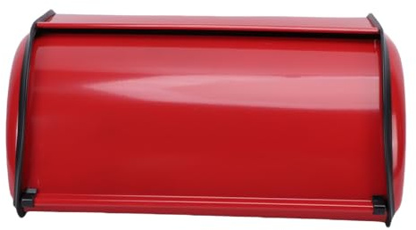 Qudinip Roll Top Bread Box, Iron Vintage Bread Storage Container Food Organizer Bin for Kitchen Countertop Baking Enthusiasts (Red)