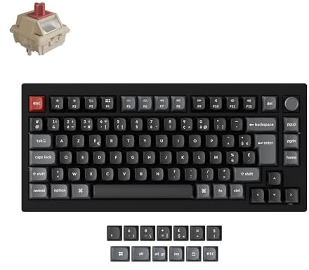 Keychron V1 Ultra 8K Clavier Mécanique sans Fil 75% Compact, 2.4GHz/Bluetooth 5.3/USB-C, Touches PBT OSA, RGB Personnalisable, Switches Rouges Pom Hot-Swap pour Mac/Windows/Linux (Disposition AZERTY)