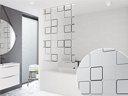 KS Handel 24 Duschvorhang Quadro 80x240 cm Grau Wasserdicht Modern
