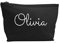 Treat Me Suite Personalised Name Make up Accessory Wash Bag in Black or Natural Colour. Metallic or Glitter Print Presents Birthdays (Black Colour Bag, Metallic Champagne Silver)