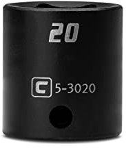 Capri Tools 20 mm Shallow Impact Socket, 3/8-Inch Drive, 6-Point, Metric