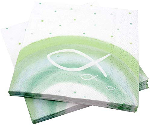 Unbekannt Servietten Fisch Grün Regenbogen Tischdeko Kommunion Konfirmation Taufe 20 Stück