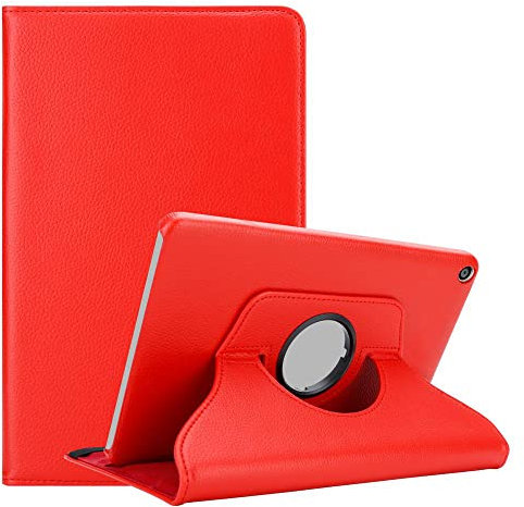 Cadorabo Tablet Case works with Huawei MediaPad T3 8 (8.0 Zoll) in POPPY RED – Book Style Protection Cover WITHOUT Auto Wake Up with Stand Function and Elastic Strap Fastener