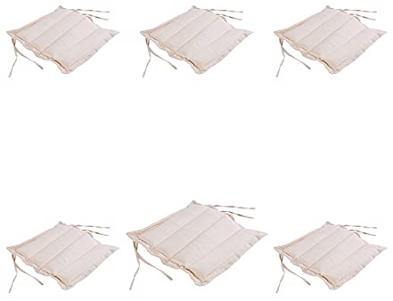Pack 6 Cojines para sillas de jardín Color Beige, Medidas 37x37x5 cm, Repelente al Agua, Funda de cojín con Relleno para sillas de terraza, Cojines Silla de Comedor jardín