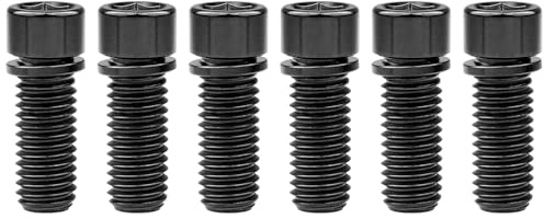 Wanyifa Lot de 6 boulons Ti en titane M8 x 25 mm avec rondelle pour potence de vélo BMX (Noir)