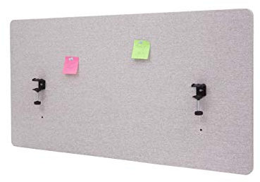 Akustik-Tischtrennwand HWC-G75, Büro-Sichtschutz Schreibtisch Pinnwand, doppelwandig Stoff/Textil - 60x120cm grau