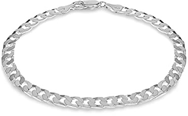 Tuscany Silver Herren-Armband Flachpanzerkette Kettenglied flach quadratisch Sterlingsilber 5mm 20cm/8'