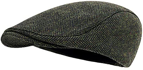 STARANCE Herren Schiebermütze Wolle Tweed Driving Irish Newsboy Hut, Fischgrätengrün, Einheitsgröße